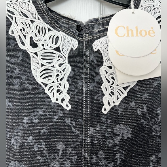 Chloe Dresses & Skirts - Chloé Black & White Lace-Collar Dress